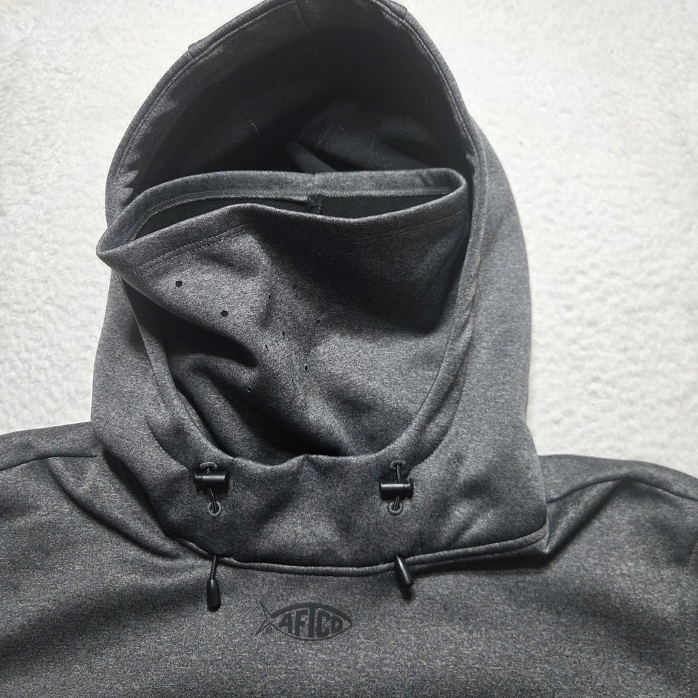 AFTCO Reaper Hoodie Mens Large Gray Fishing Sweatshirt - Picture 2 of 8